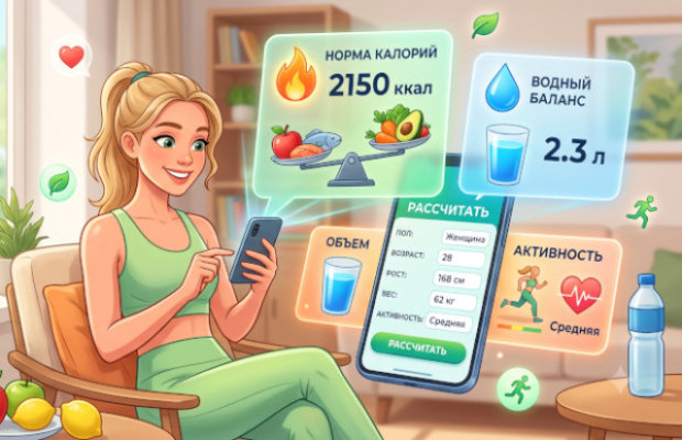 Умный калькулятор здоровья: норма калорий и водный баланс